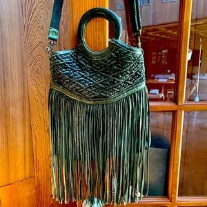 Free people fringed leather purse